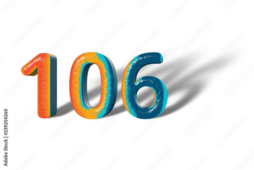 3D Number 106 one hundred six lively colours 3D Number 106 one hundred six lively colours