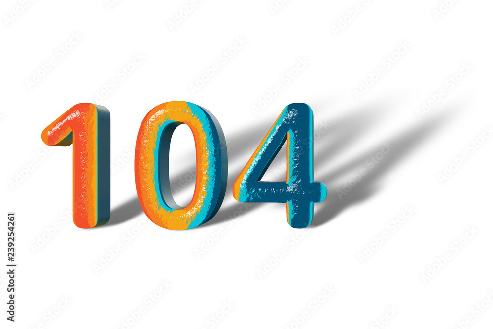 3D Number 104 one hundred four lively colours 3D Number 104 one hundred four lively colours