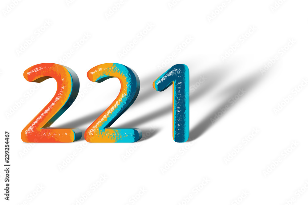 3D Number 221 two hundred twenty one lively colours 3D Number 221 two hundred twenty one lively colours