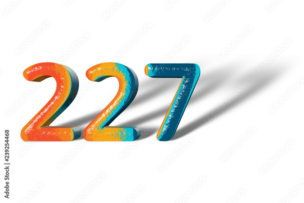 3D Number 227 two hundred twenty seven lively colours 3D Number 227 two hundred twenty seven lively colours