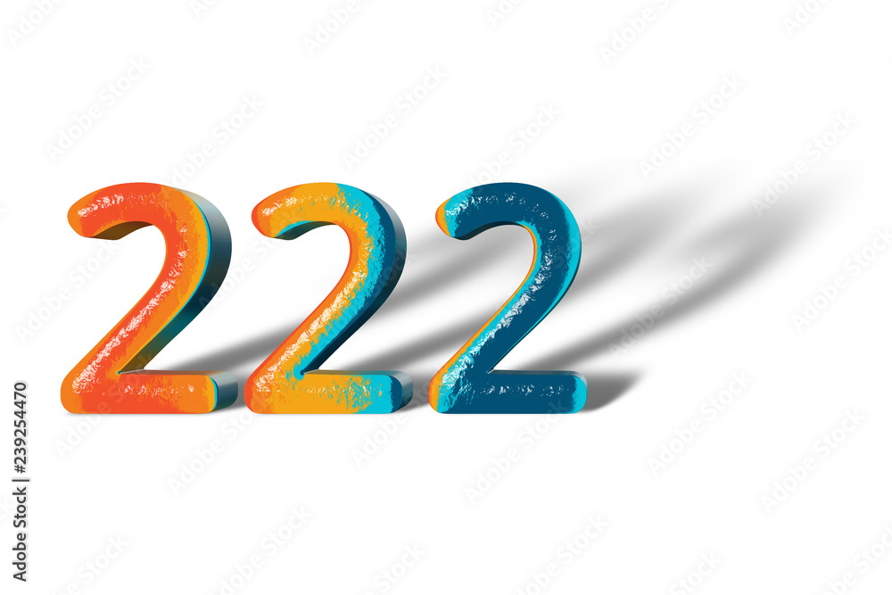3D Number 222 two hundred twenty two lively colours 3D Number 222 two hundred twenty two lively colours