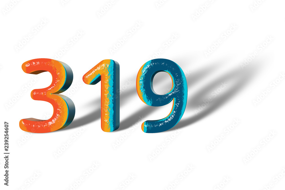 3D Number 319 three hundred nineteen lively colours 3D Number 319 three hundred nineteen lively colours
