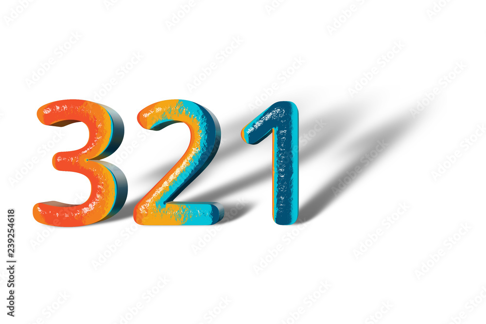 3D Number 321 three hundred twenty one lively colours 3D Number 321 three hundred twenty one lively colours