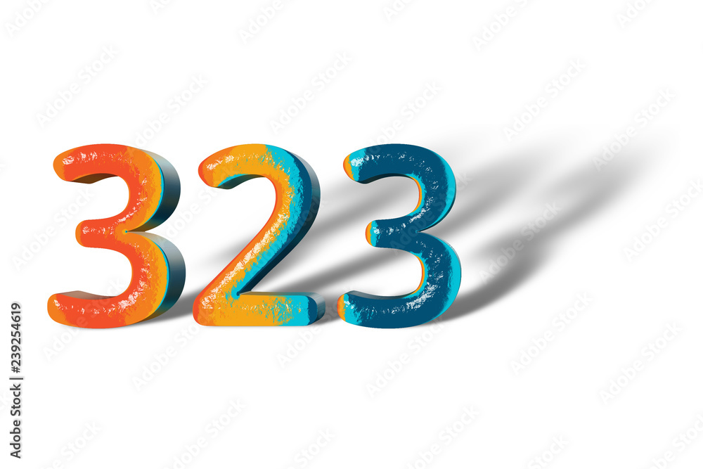 3D Number 323 three hundred twenty three lively colours 3D Number 323 three hundred twenty three lively colours