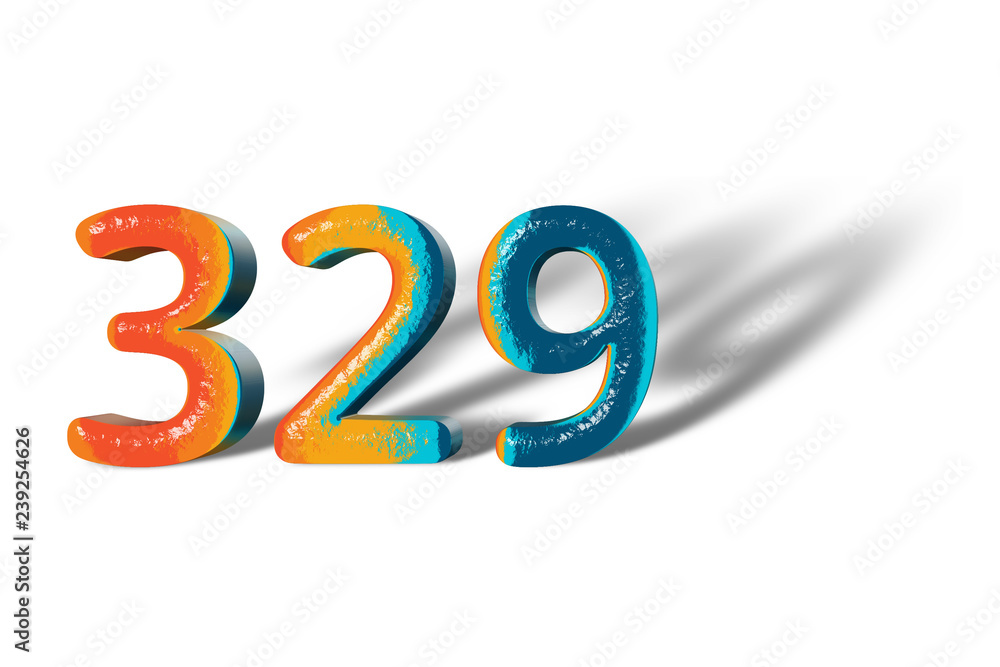 3D Number 329 three hundred twenty nine lively colours 3D Number 329 three hundred twenty nine lively colours