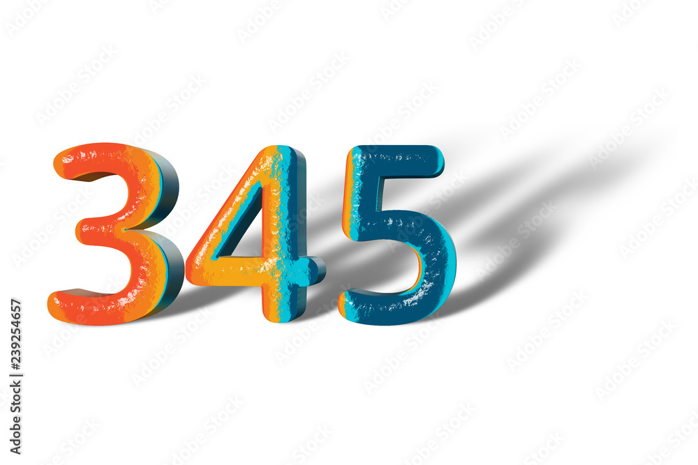 3D Number 345 three hundred forty five lively colours 3D Number 345 three hundred forty five lively colours