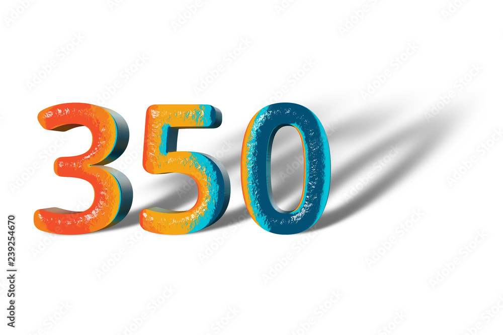 3D Number 350 three hundred fifty lively colours 3D Number 350 three hundred fifty lively colours