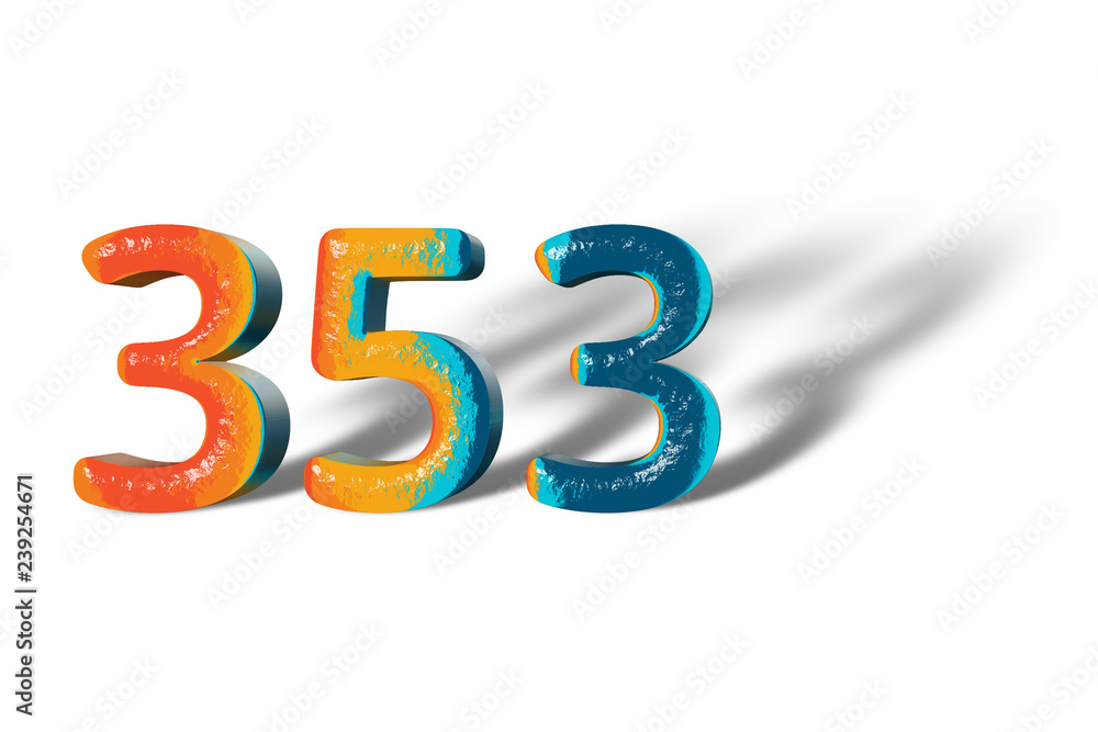 3D Number 353 three hundred fifty three lively colours 3D Number 353 three hundred fifty three lively colours