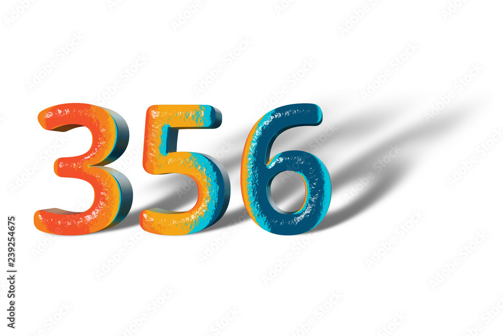 3D Number 356 three hundred fifty six lively colours 3D Number 356 three hundred fifty six lively colours