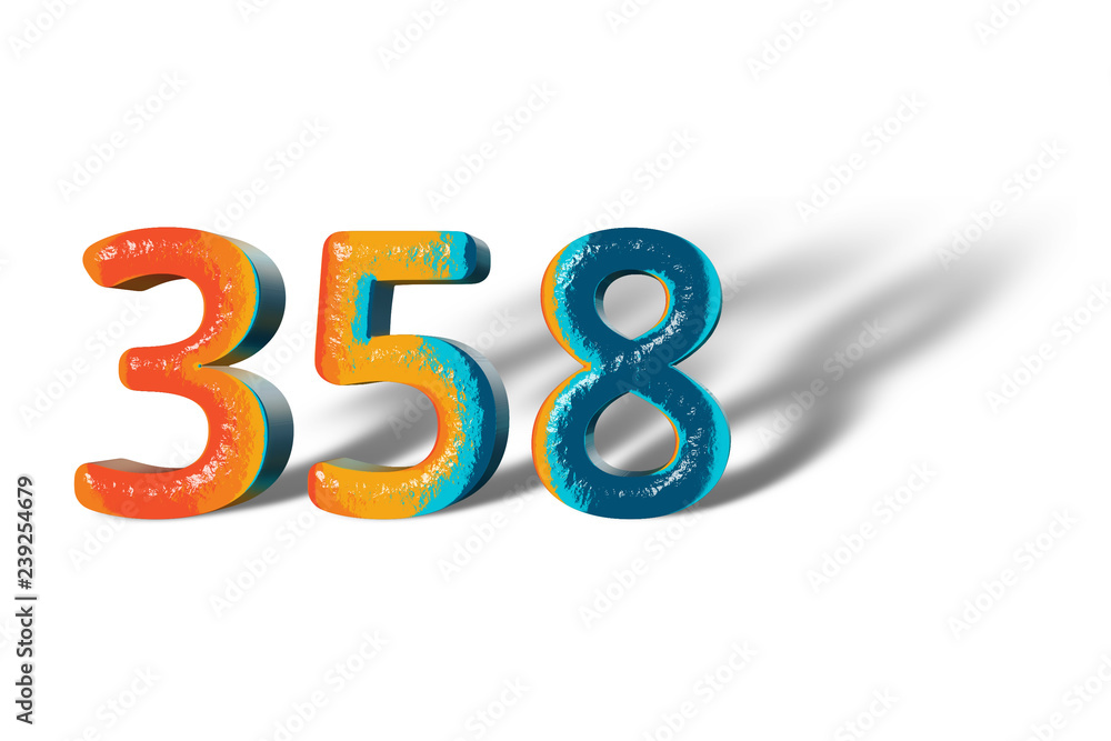 3D Number 358 three hundred fifty eight lively colours 3D Number 358 three hundred fifty eight lively colours