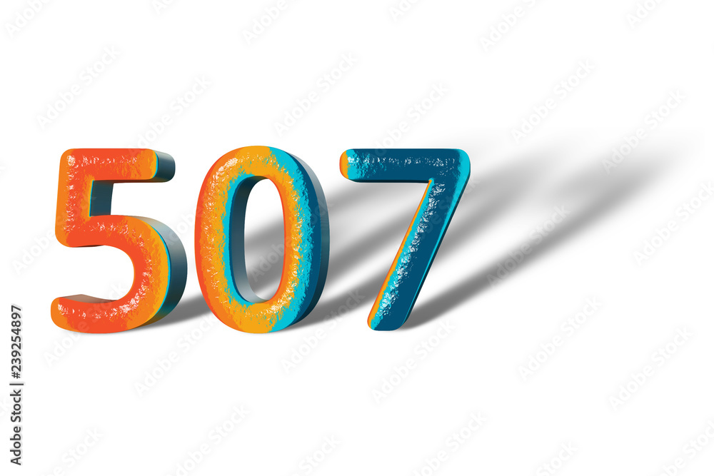 3D Number 507 five hundred seven lively colours 3D Number 507 five hundred seven lively colours