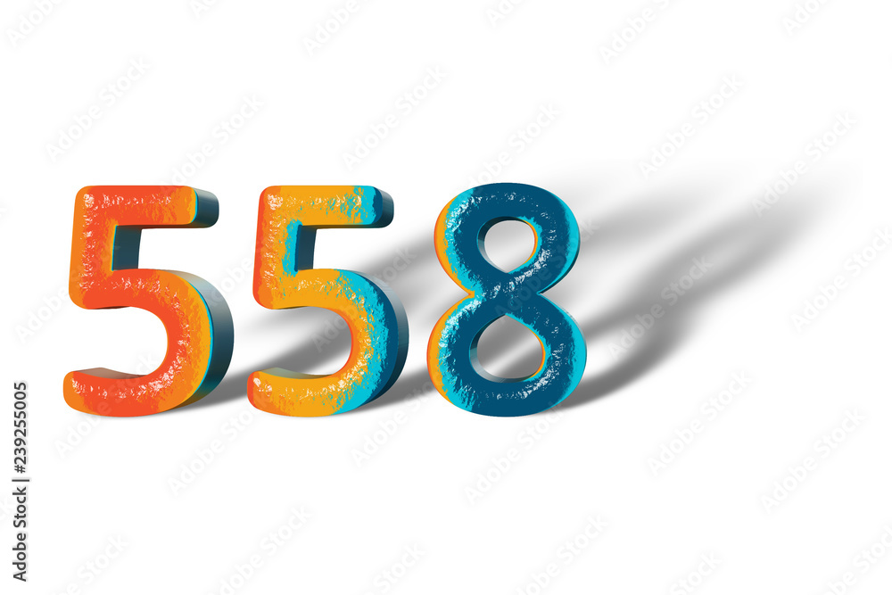 3D Number 558 five hundred fifty eight lively colours 3D Number 558 five hundred fifty eight lively colours