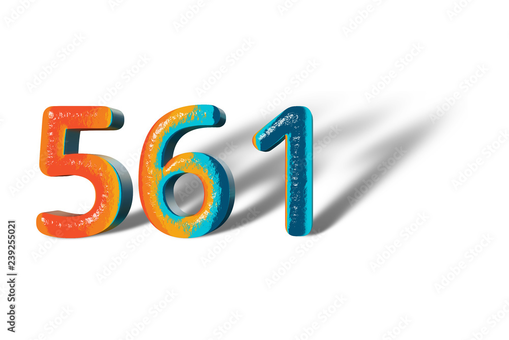 3D Number 561 five hundred sixty one lively colours 3D Number 561 five hundred sixty one lively colours