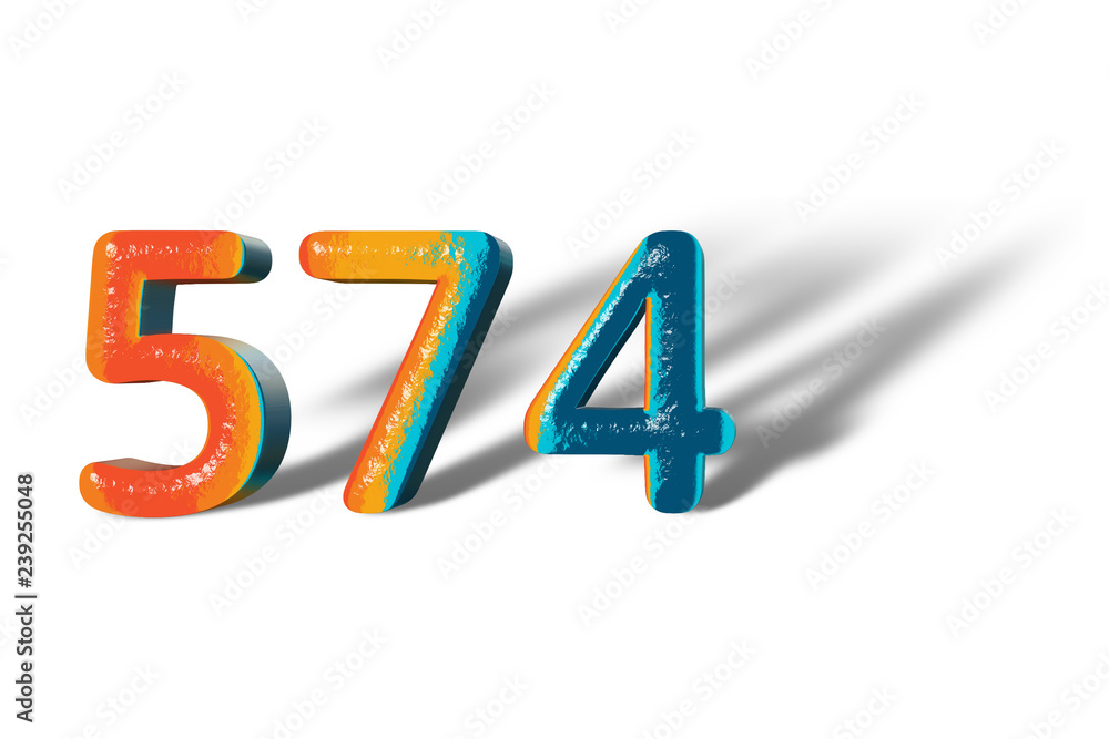 3D Number 574 five hundred seventy four lively colours 3D Number 574 five hundred seventy four lively colours
