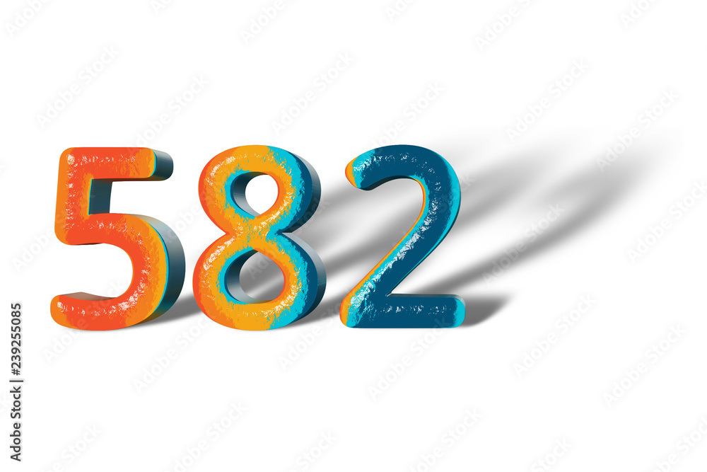 3D Number 582 five hundred eighty two lively colours 3D Number 582 five hundred eighty two lively colours