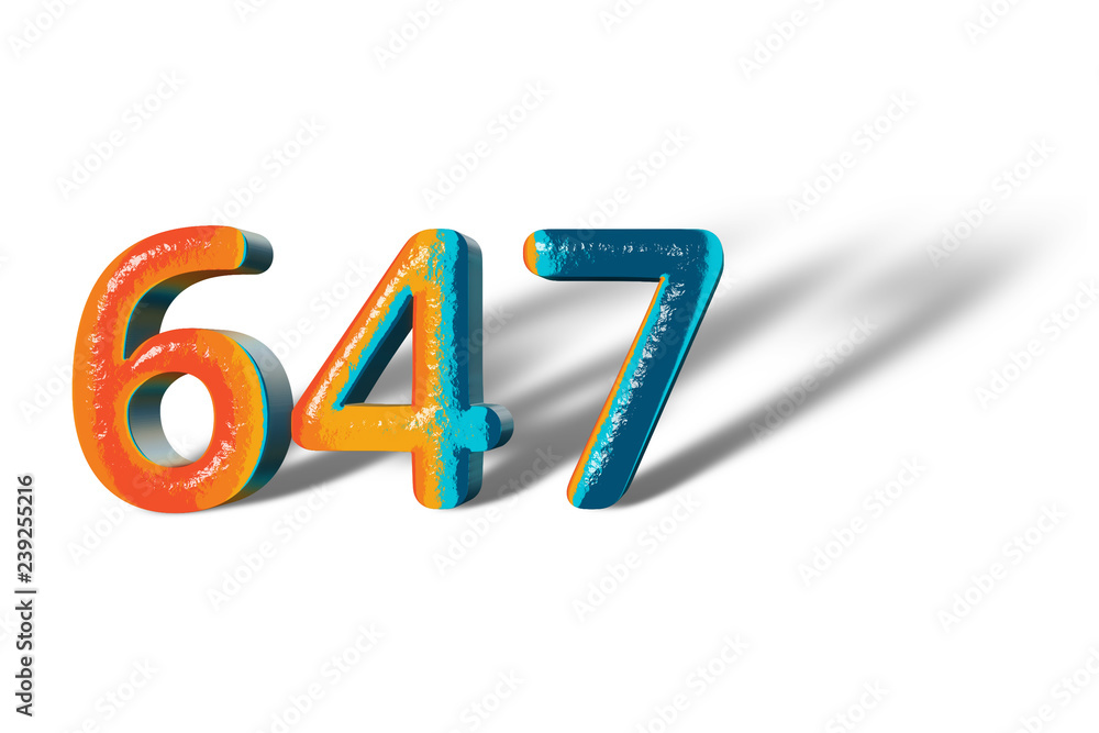3D Number 647 forty six hundred seven lively colours 3D Number 647 forty six hundred seven lively colours