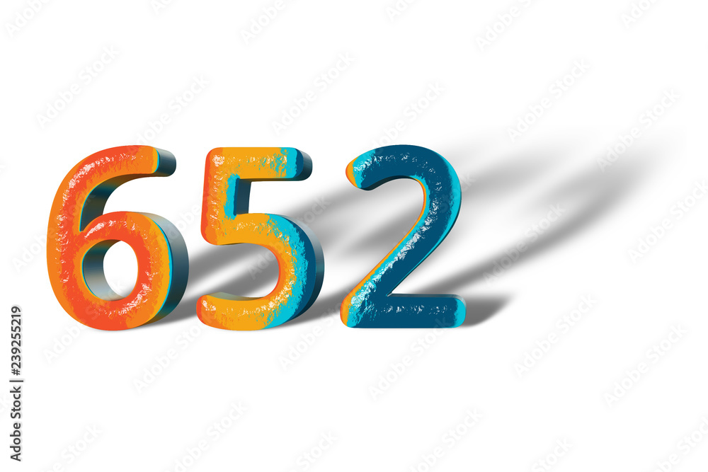 3D Number 652 six hundred fifty two lively colours 3D Number 652 six hundred fifty two lively colours