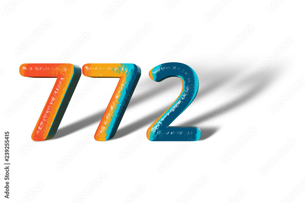 3D Number 772 seven hundred seventy two lively colours 3D Number 772 seven hundred seventy two lively colours