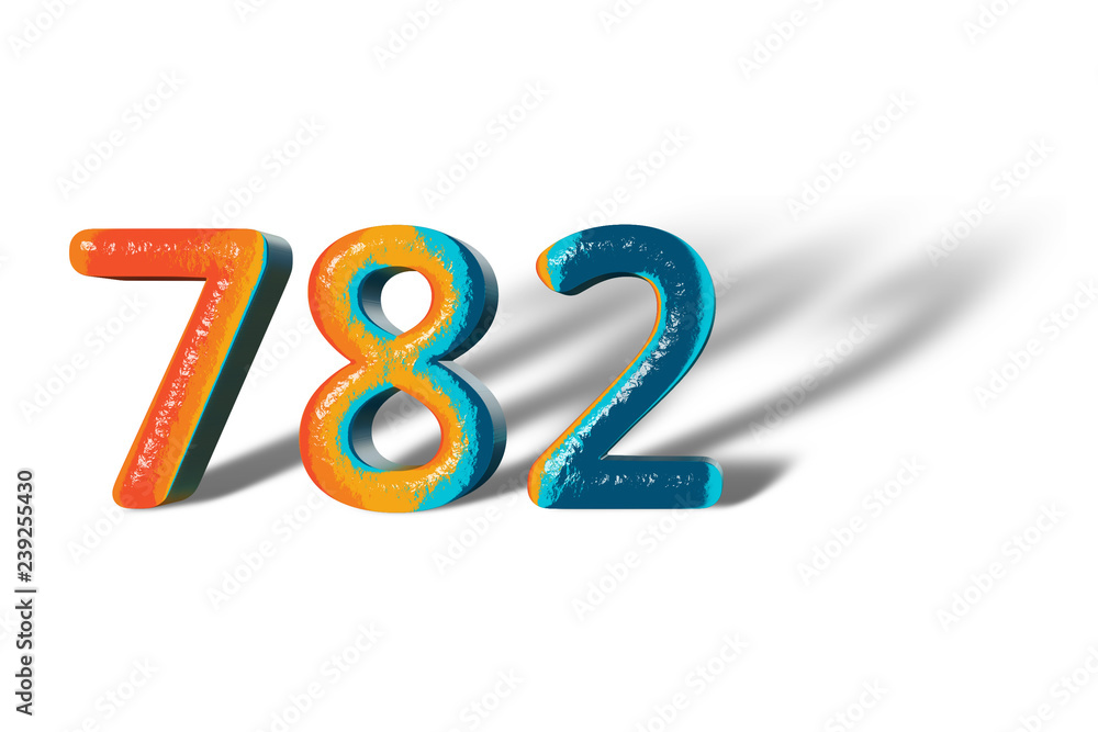 3D Number 782 seven hundred eighty two lively colours 3D Number 782 seven hundred eighty two lively colours