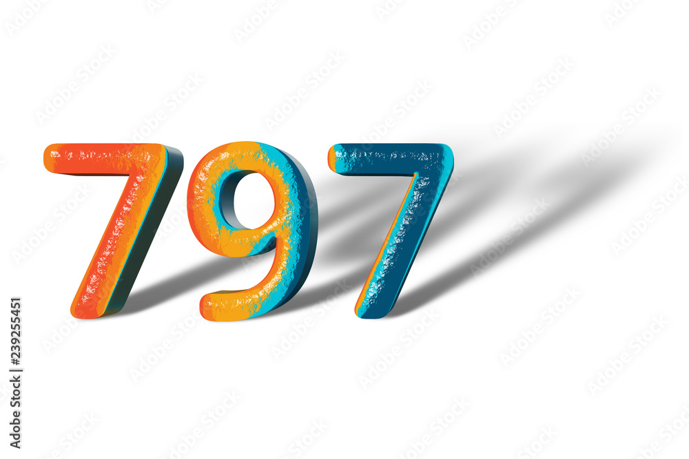 3D Number 797 seven hundred ninety seven lively colours 3D Number 797 seven hundred ninety seven lively colours