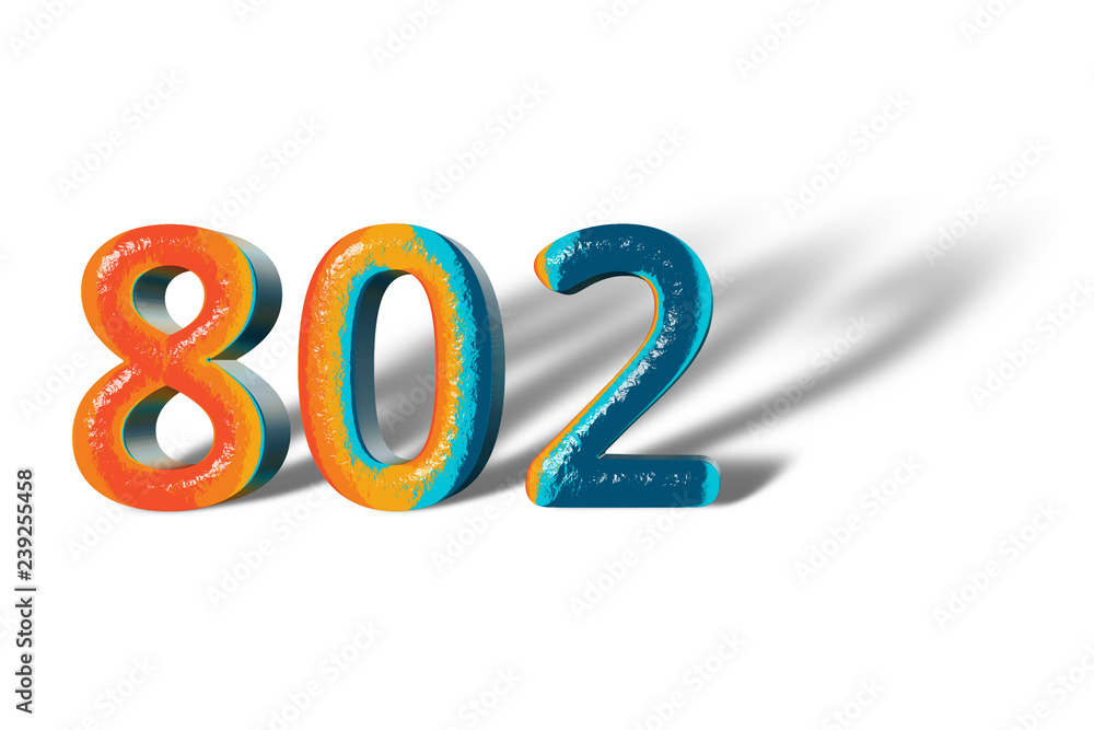 3D Number 802 eight hundred two lively colours 3D Number 802 eight hundred two lively colours