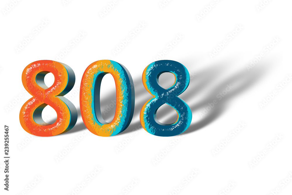 3D Number 808 eight hundred eight lively colours 3D Number 808 eight hundred eight lively colours