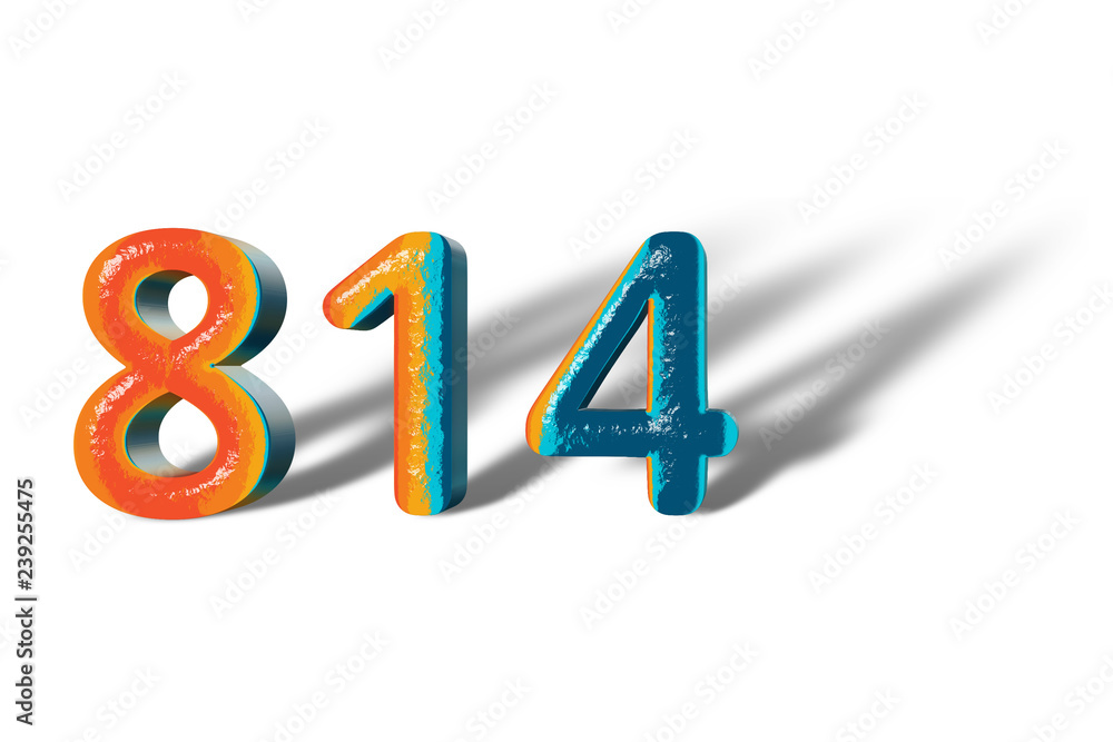 3D Number 814 eight hundred fourteen lively colours 3D Number 814 eight hundred fourteen lively colours