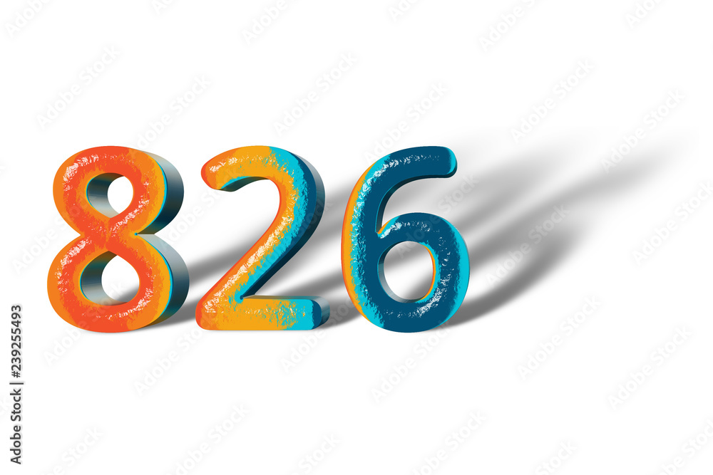 3D Number 826 eight hundred twenty six lively colours 3D Number 826 eight hundred twenty six lively colours