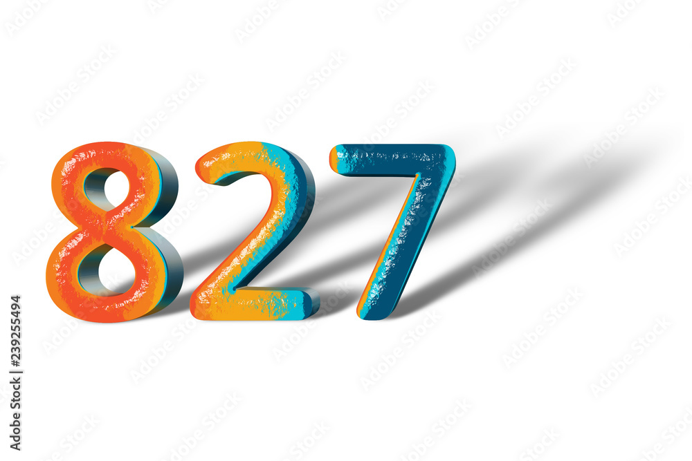3D Number 827 twenty eight hundred seven lively colours 3D Number 827 twenty eight hundred seven lively colours