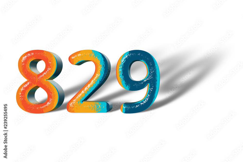 3D Number 829 eight hundred twenty nine lively colours 3D Number 829 eight hundred twenty nine lively colours