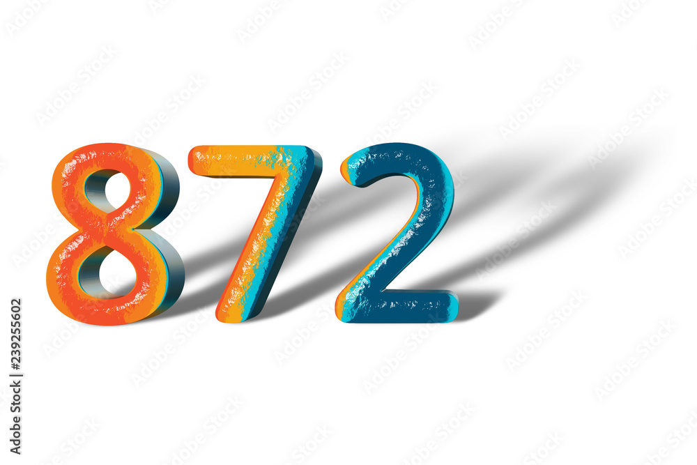 3D Number 872 eight hundred seventy two lively colours 3D Number 872 eight hundred seventy two lively colours
