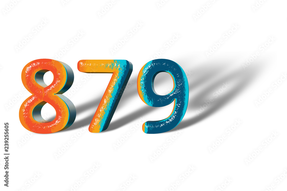 3D Number 879 eight hundred seventy nine lively colours 3D Number 879 eight hundred seventy nine lively colours