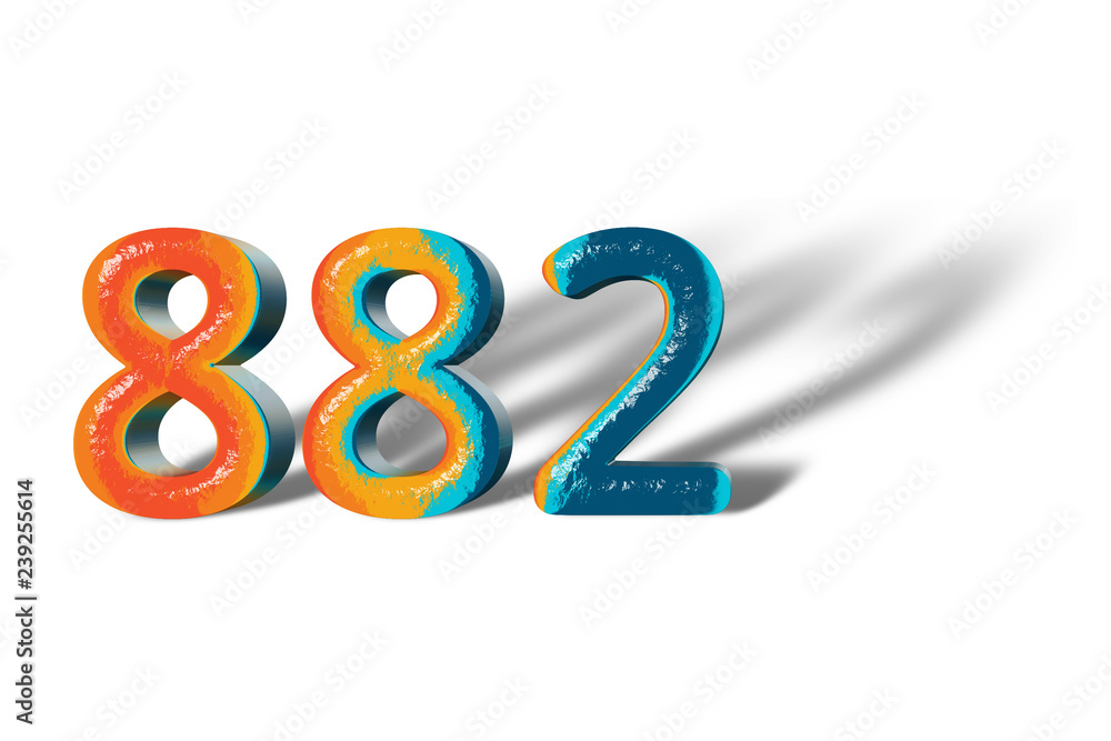 3D Number 882 eight hundred eighty two lively colours 3D Number 882 eight hundred eighty two lively colours