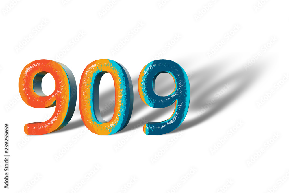 3D Number 909 nine hundred nine lively colours 3D Number 909 nine hundred nine lively colours