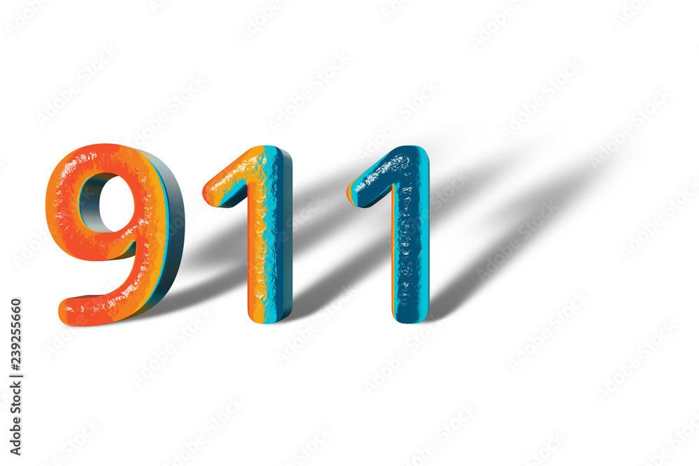 3D Number 911 nine hundred eleven lively colours 3D Number 911 nine hundred eleven lively colours