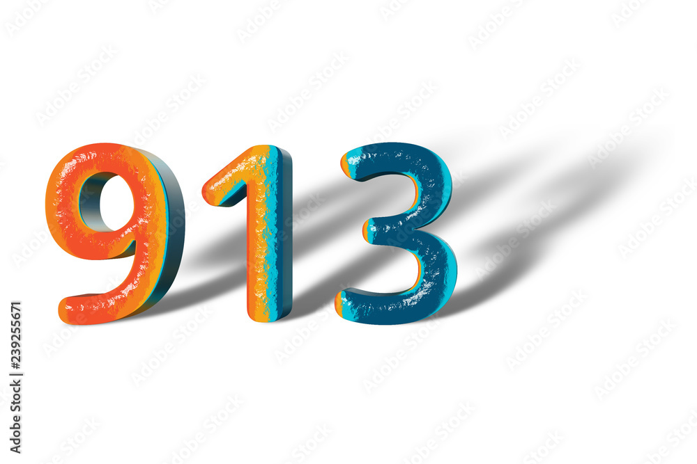 3D Number 913 nine hundred thirteen lively colours 3D Number 913 nine hundred thirteen lively colours