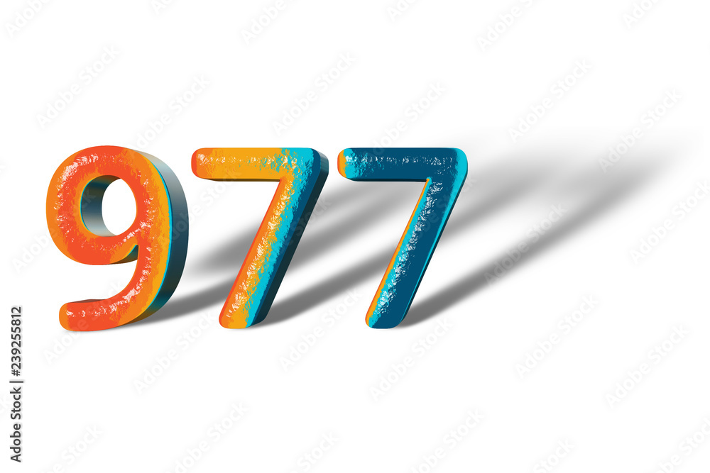 3D Number 977 nine hundred seventy seven lively colours 3D Number 977 nine hundred seventy seven lively colours