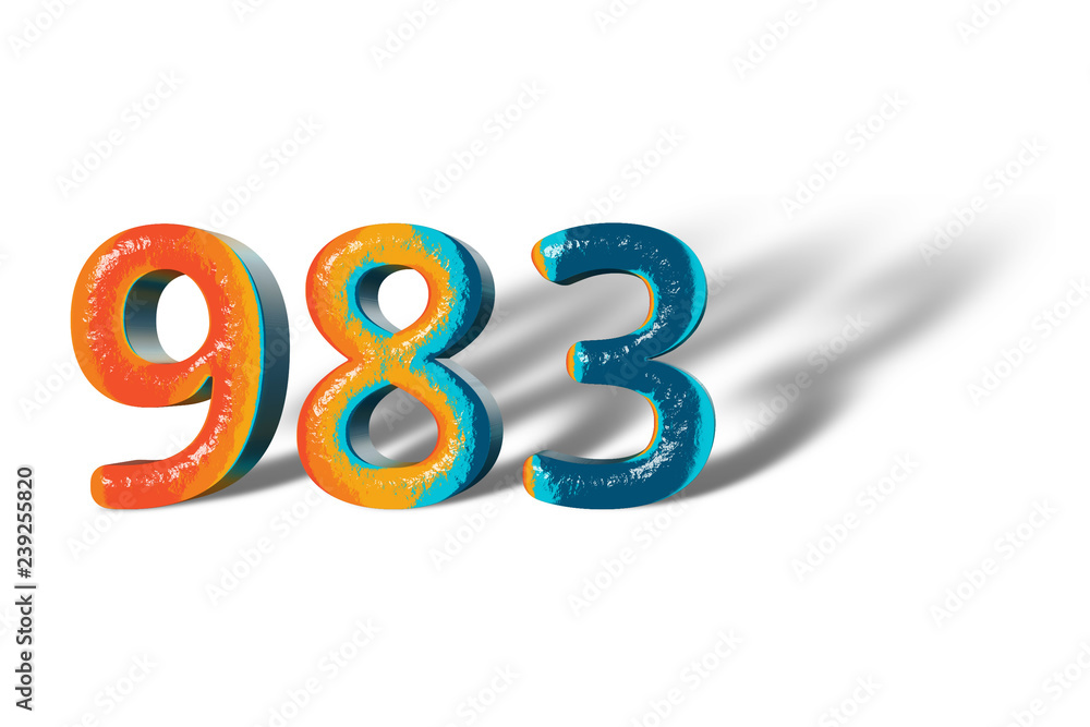 3D Number 983 nine hundred eighty three lively colours 3D Number 983 nine hundred eighty three lively colours