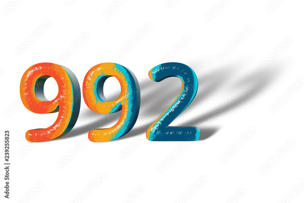 3D Number 992 nine hundred ninety two lively colours 3D Number 992 nine hundred ninety two lively colours