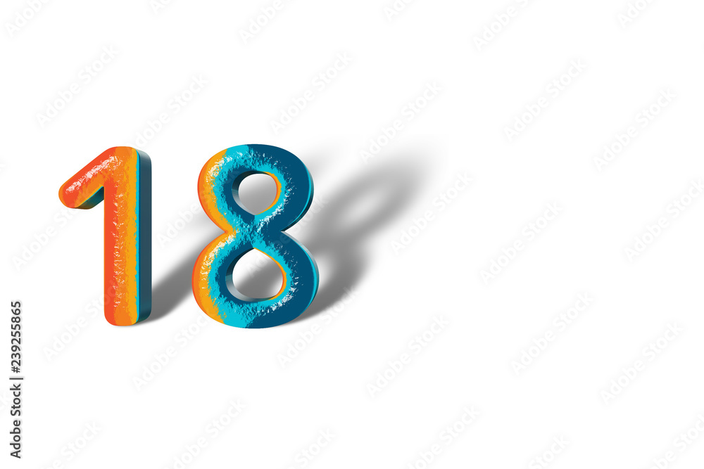 3D Number 18 eighteen lively colours 3D Number 18 eighteen lively colours