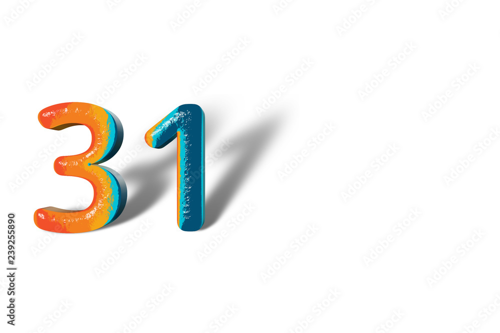 3D Number 31 thirty one lively colours 3D Number 31 thirty one lively colours