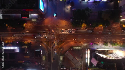 night time illumination shenzhen city traffic street aerial topdown panorama 4k china photo