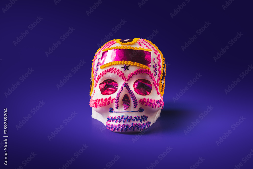 sugar skull in a purple background sugar skull in a purple background