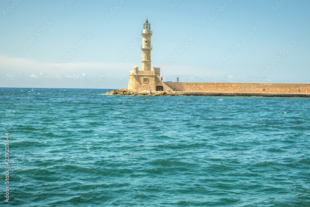 Chania nice lighthouse in sea