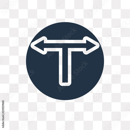 T junction vector icon isolated on transparent background, T junction  transparency concept can be used web and mobile