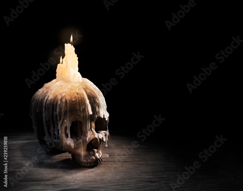 Obraz na płótnie High contrast image of a skull on a table