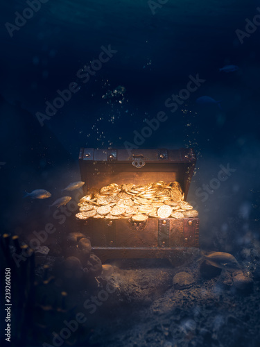Canvas-taulu Sunken treasure at the bottom of the sea