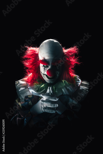 Obraz na płótnie Scary clown on a dark background