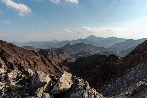 United Arab Emirates mountains view form Wadi Al Qor to Buraq Dam highest place around 800 meters © hossein1351
