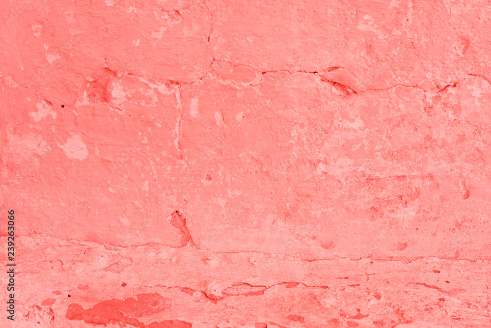 Texture, wall, concrete, living coral. It can be used as a background . Wall fragment with scratches and cracks Texture, wall, concrete, living coral. It can be used as a background . Wall fragment with scratches and cracks